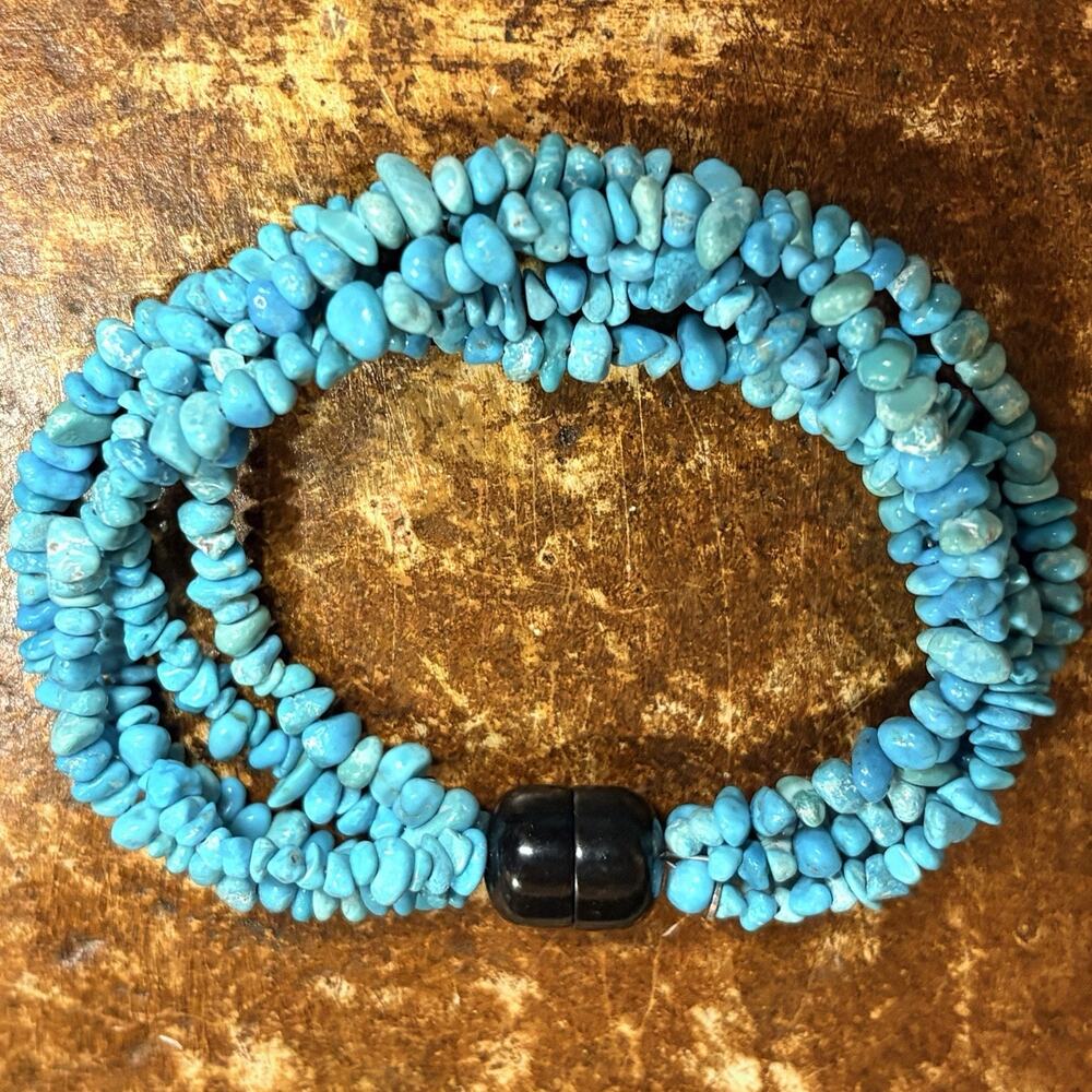 Jay King Bracelet Turquoise 5 Strand with Black Magnetic Clasp DTR